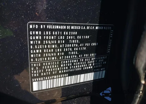 2023 Volkswagen Tiguan 2.0T Se R-Line Black z USA, uszkodzony, nr VIN 3VV8B7AX4PM069560